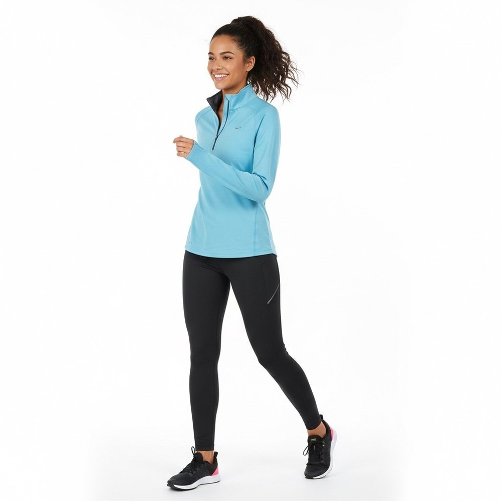 Nike Dri-FIT Turquoise 1/4‎ Zip Pullover Women's Athletic Top Medium